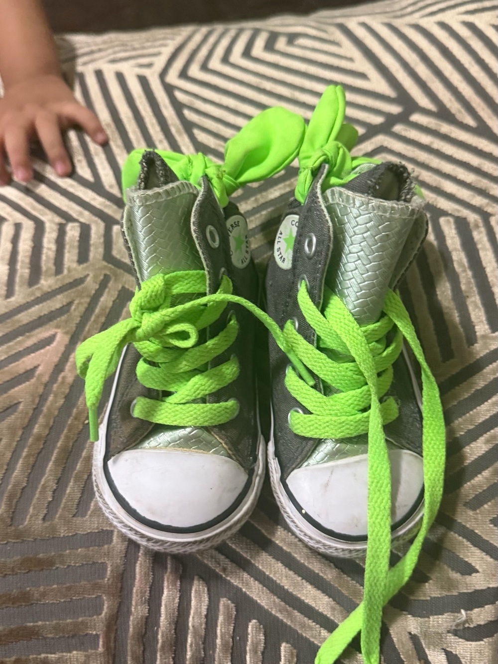 Converse Kids High-Top Sneakers in Neon Green and Silver